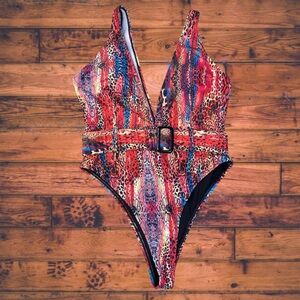 Matte Collection Animal Print Vibrant One Piece Swimsuit Medium